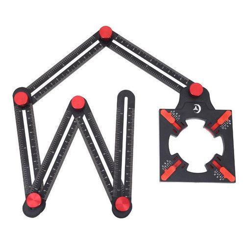 6 Folding Aluminum Alloy Ruler Multi-Angle Measurement Tool Tile Positioning Hole Opener Mold Template Construction Ruler NO5115
