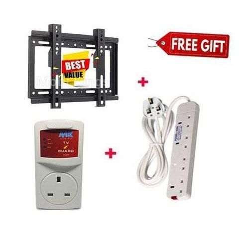 14"- 43" Inch- Wall Bracket+TV Guard+4-way Extension