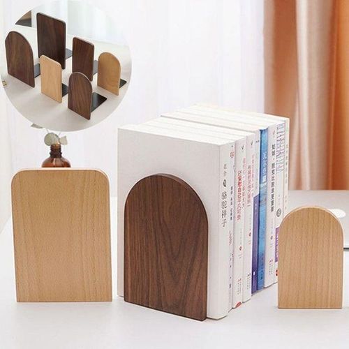 Nature Wooden Bookends Simple Desktop Bookshelf Organizer Magazine Folder Book Stand Files Storage Holder Stationery