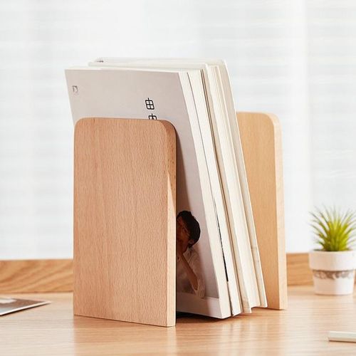 Nature Wooden Bookends Simple Desktop Bookshelf Organizer Magazine Folder Book Stand Files Storage Holder Stationery