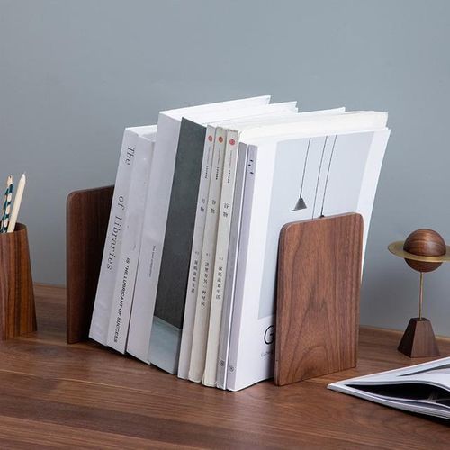 Nature Wooden Bookends Simple Desktop Bookshelf Organizer Magazine Folder Book Stand Files Storage Holder Stationery