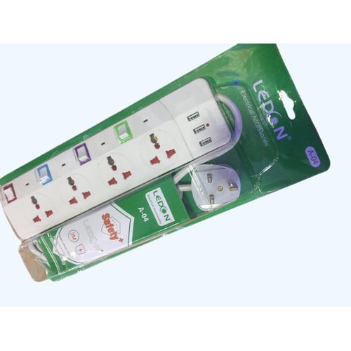 Extension Cable 4 Way Original Ledon Extension Cables With USB Ports_ White