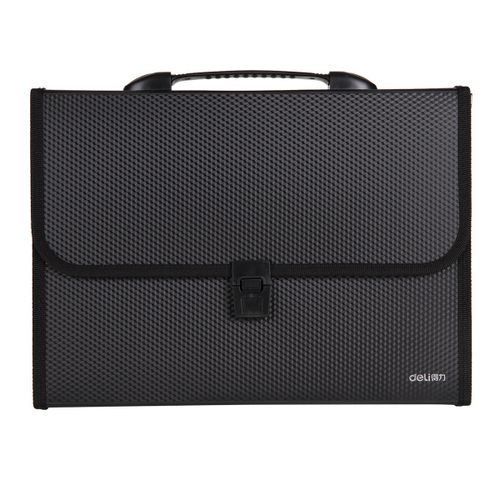 DELI School File Case Paper Organizer File Folder Document Stand Bag 13 Pockets Black