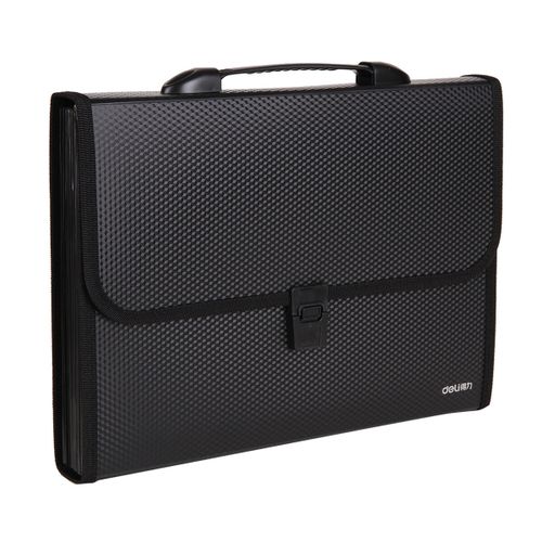 DELI School File Case Paper Organizer File Folder Document Stand Bag 13 Pockets Black