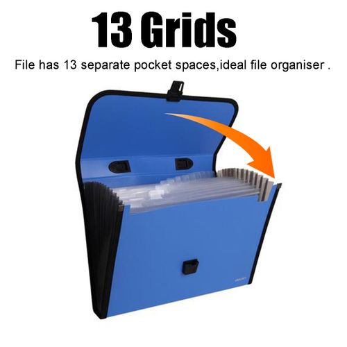 DELI School File Case Paper Organizer File Folder Document Stand Bag 13 Pockets Black