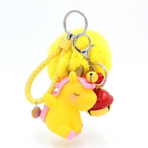 Pink Unicorn Hair Ball Keychain Ladies Bag Pendant Keychain Plush Ball Fluffy Artificial Rabbit Hair Keychain Girl Key Pendant
