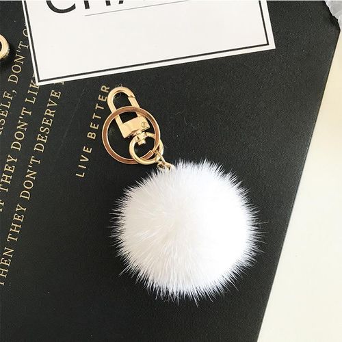 Luxury Real Mink Fur Fluffy Pompom Keychain Trinket Kids Girls Women Bag Purse Charm Car Key Accessories Emo Jewelry S