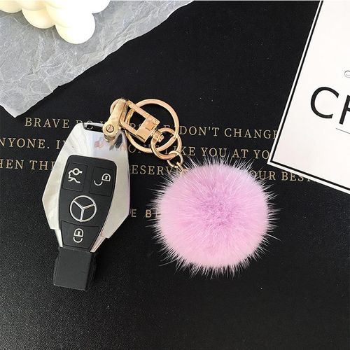 Luxury Real Mink Fur Fluffy Pompom Keychain Trinket Kids Girls Women Bag Purse Charm Car Key Accessories Emo Jewelry S