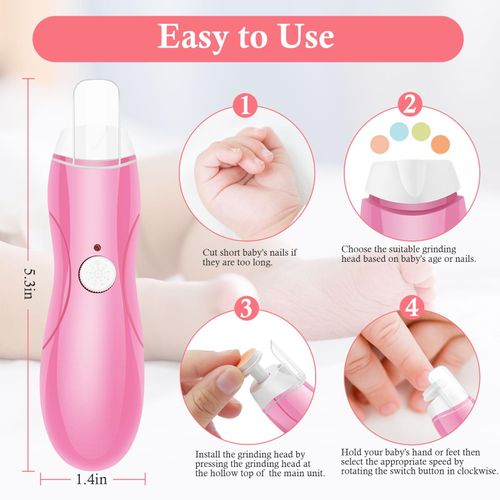 TOGEWITHU Electric Baby Nail File, USB Rechargeable Baby Nail Trimming Set With LED Light Toenails Fingernails Care Baby Grooming Kit For Newborn Infant Toddler Or Women With Baby Nail Clipper And Tweezers Baby Nail Cut Grinder Polisher Baby Nail Care Kit