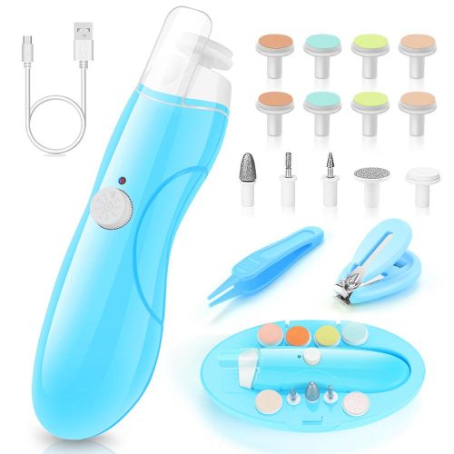TOGEWITHU Electric Baby Nail File, USB Rechargeable Baby Nail Trimming Set With LED Light Toenails Fingernails Care Baby Grooming Kit For Newborn Infant Toddler Or Women With Baby Nail Clipper And Tweezers Baby Nail Cut Grinder Polisher Baby Nail Care Kit