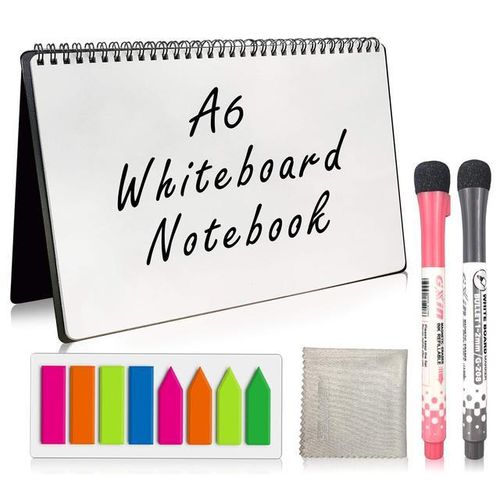 A6Reusable Whiteboard Notebook Erasable Meeting Notebook Dry Erase White Board Pen Erasing Cloth forMeeting Business Home
