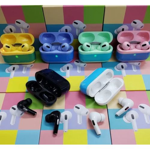 Airpods Pro TWS Checked Earpods With Free Dr Lee Wired Earphones (NON STOP MUSIC) - Pink