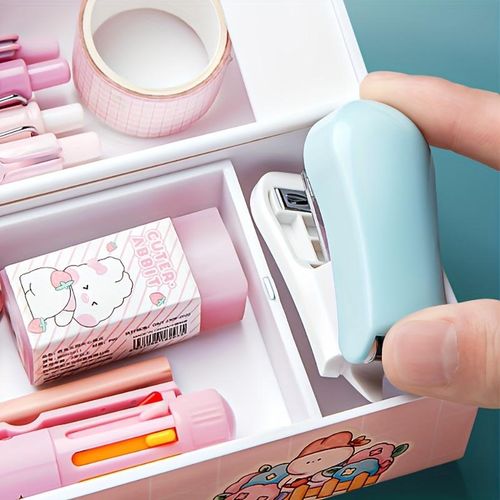 Easy To Operate Mini Cartoon Stapler Set - Cute Desktop Multi-Functional Stapling Machine For Students & Office Use