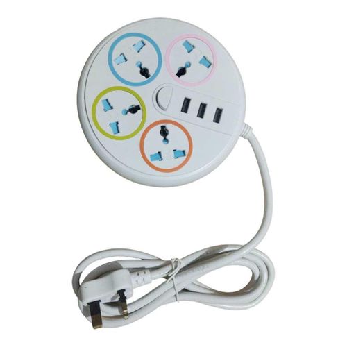 Smart 4 Way Portable Original Extension Cable With USB New Safety Socket In White