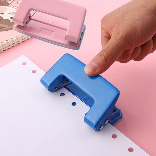 Mini 2-Hole Punching Machine Diy Hole Punching Detection Book Page Stitcher Stationery Macaron Color