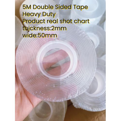 5M*5CM*2MM Double Sided Tape Heavy Duty, Extra Large Nano Double Sided Adhesive Tape, Clear Mounting Tape Picture Hanging Adhesive Strips,Removable Wall Tape Sticky Poster Tape Decor Carpet Tape