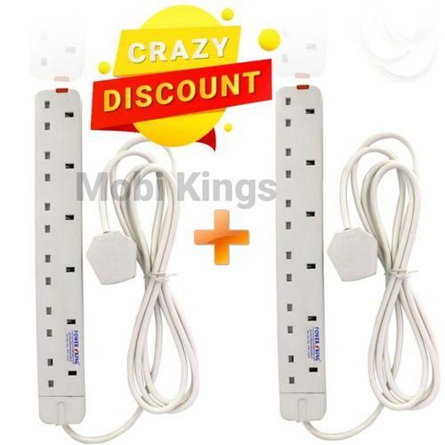 Power King 2Pcs 6 Way Power Extension Socket 3M Cable