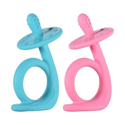 Baby Teether Teething Toothbrush BPA Free Soft Silicone with Grip for Infants Toddlers Relief Teething Pain, Pack of 2pcs NO5142