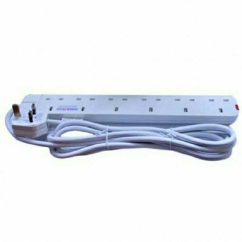 Power King Extension Cable 6 Way - White