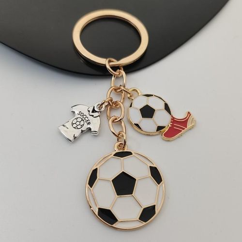 Metal Enamel Keychain I Love Soccer Gym Shoes Football Key Ring Sports Key Chains For Athletes Men's S Diy Handmade Jewelry