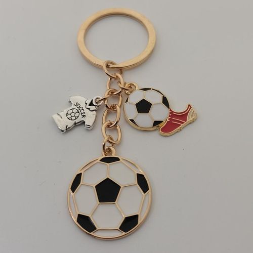 Metal Enamel Keychain I Love Soccer Gym Shoes Football Key Ring Sports Key Chains For Athletes Men's S Diy Handmade Jewelry