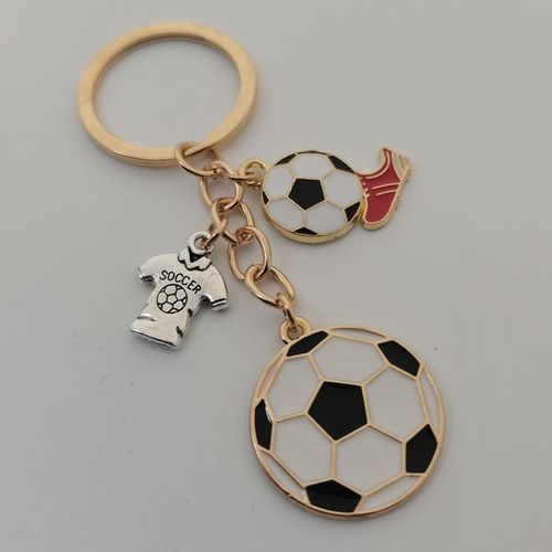 Metal Enamel Keychain I Love Soccer Gym Shoes Football Key Ring Sports Key Chains For Athletes Men's S Diy Handmade Jewelry