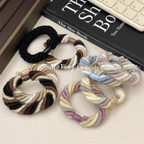 Extra Coarse Wool Twist Hair Rope Highly Elastic Rubber Band Female Hair Rope Durable Not Hurt Hair Simple Temperament Hair Ring