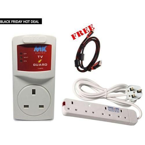 Electronics TV Guard + 4 Way Socket Extension + FREE 1.5M HDMi