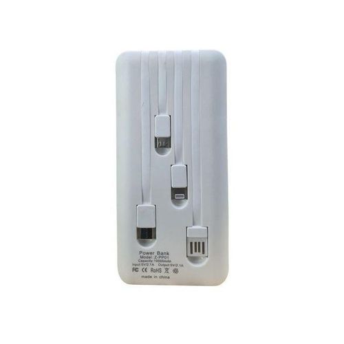 Powr Bank 10000mAh Portable Multi-Cable Power Bank - White/Black