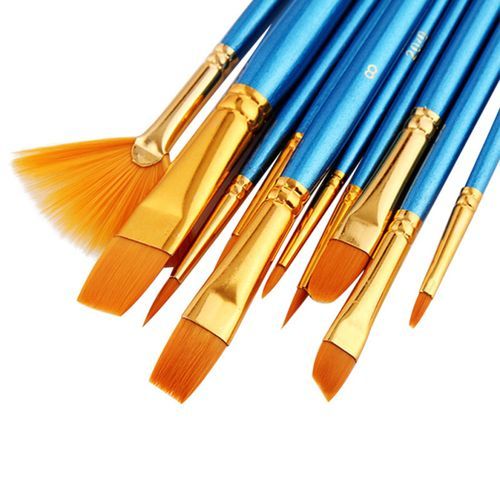 10 Artist Watercolor Oil Acrylic Painting Brush Nylon Hair  Brush