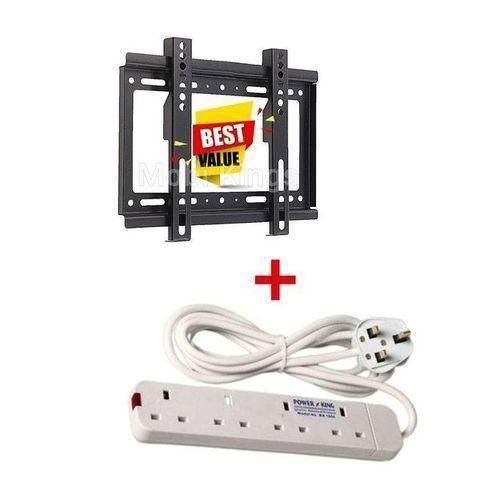 Original 4 Way Power King Extension Cable & 14 To 42 TV Wall Mount - Black, White