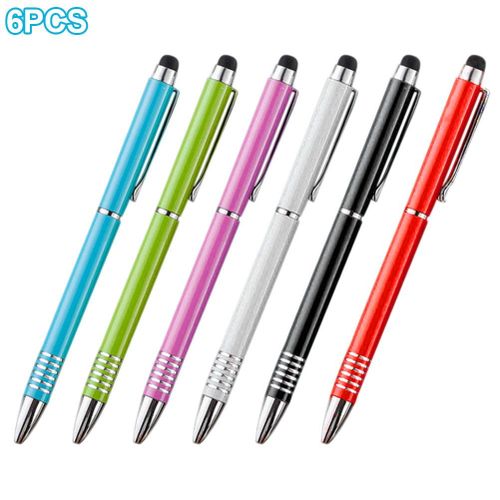 6 Pcs/Set Ballpoint Pen For Writing Stationery Office School Ballpen Touches Screen Stylus Pen For Phones iPad Table,Default NO5249