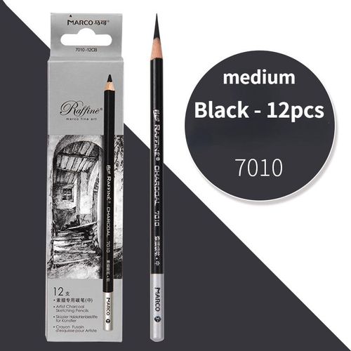 12Pcs/Set Soft Medium Hard Black HB Sketch Charcoal Pencil White Sketch Drawing Painting Art Supplies Professional Tools