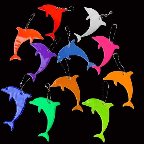 Cute Dolphin Safety Reflector Reflective Keychains Car Keyrings Charm Bag Accessories For Jacket Backpack Strollers Wheelchairs