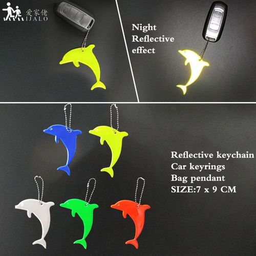 Cute Dolphin Safety Reflector Reflective Keychains Car Keyrings Charm Bag Accessories For Jacket Backpack Strollers Wheelchairs