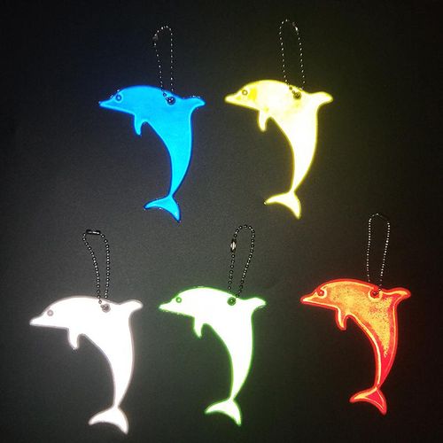 Cute Dolphin Safety Reflector Reflective Keychains Car Keyrings Charm Bag Accessories For Jacket Backpack Strollers Wheelchairs