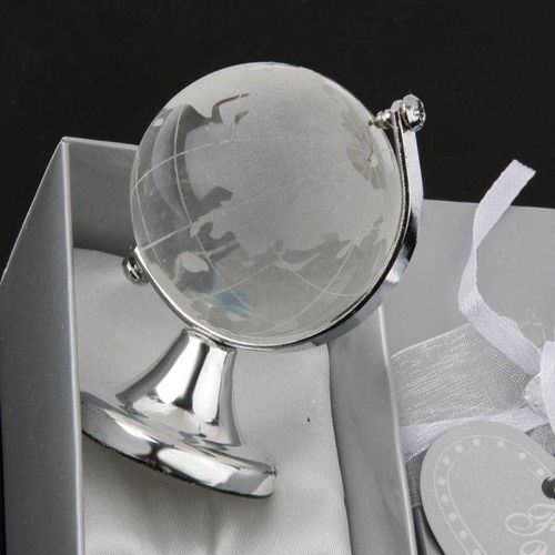 Silver Stand Crystal World Globe Wedding Paperweight Vastu Feng shui