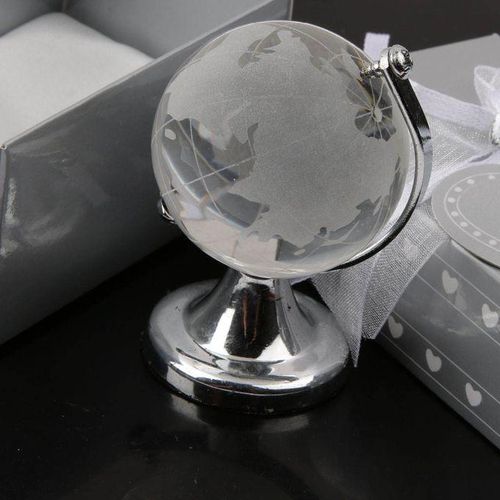 Silver Stand Crystal World Globe Wedding Paperweight Vastu Feng shui