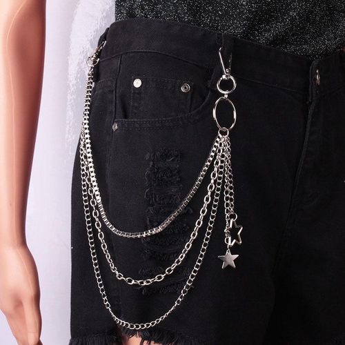 Rock Metal Jeans Trousers Chain Men Women Punk Key Chain Pentagram Pendant Wallet Keychain Hip-Hop