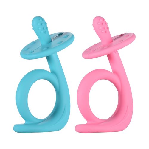 Baby Teether Teething Toothbrush BPA Free Soft Silicone with Grip for Infants Toddlers Relief Teething Pain, Pack of 2pcs NO5137