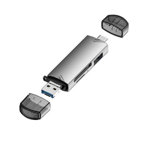 6 in 1 Multifunctional USB 3.0 Card Reader With Type c, type b And  TF Card Reader With inbuild usb hub