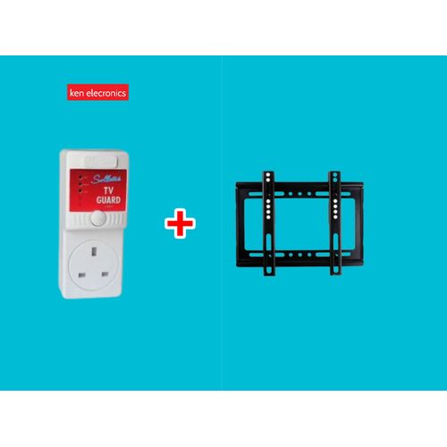 Sollatek 14 - 42 Inch TV Wall Mount & TV Guard High Voltage Protector -White, Black