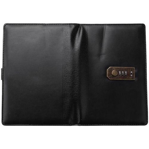 Black Diary With Lock Notebook A5 Vintage Lockable Paper PU