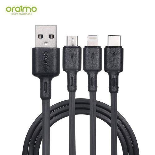 Oraimo 3in1 USB Type C,Lighting & Micro Fast USB Charging & Data Cable - Black