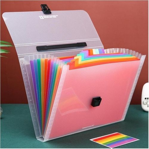Expanding Files Folder 13 Pockets A4 Rainbow Accordion File Organizer Index Handle File High Expanding Document Folder