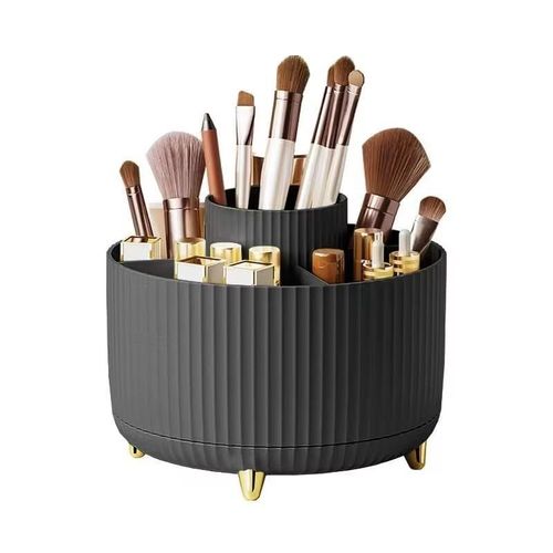 360 degree Rotating Makeup Storage Box Desktop Makeup Organizer Cosmetic Brush Holder Eyebrow Pencil Holder Jewelry Container
