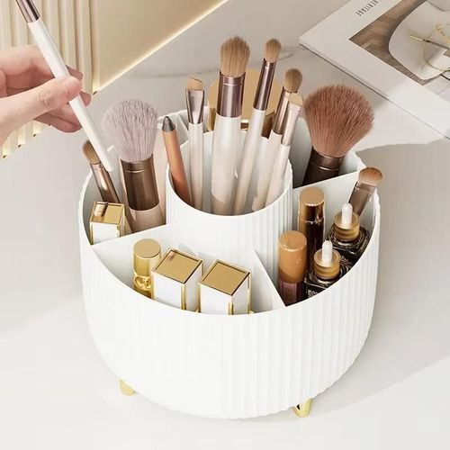 360 degree Rotating Makeup Storage Box Desktop Makeup Organizer Cosmetic Brush Holder Eyebrow Pencil Holder Jewelry Container