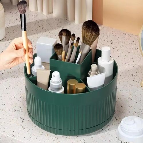 360 degree Rotating Makeup Storage Box Desktop Makeup Organizer Cosmetic Brush Holder Eyebrow Pencil Holder Jewelry Container