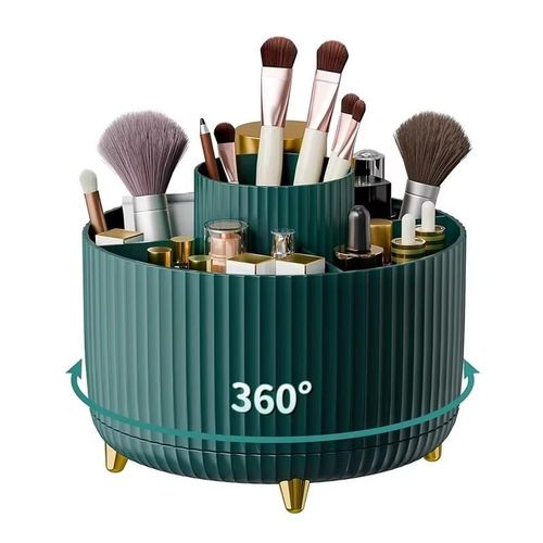 360 degree Rotating Makeup Storage Box Desktop Makeup Organizer Cosmetic Brush Holder Eyebrow Pencil Holder Jewelry Container
