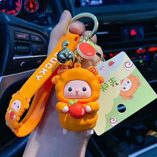 Cartoon Funny Half Skull Body Bear Keychain Exquisite Cute Animal Keyring Car Bag Pendant Key Chains Couple Holiday